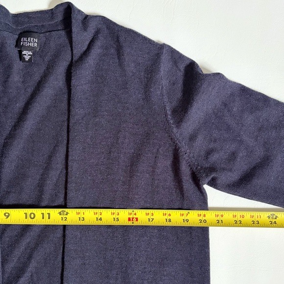 Eileen Fisher Open Front Merino Wool Long Cardigan in Navy Blue size Medium - Picture 12 of 14